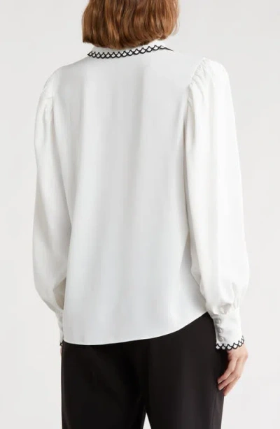 Elie Tahari The Roshan Scalloped Trim Button-up Shirt In White