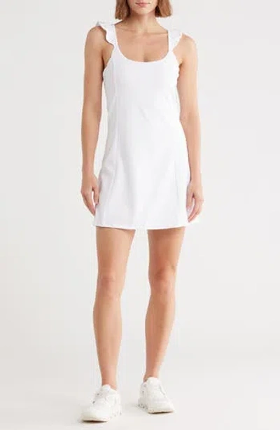 Yogalicious Lux Isabelle Ruffle Strap Active Dress In White