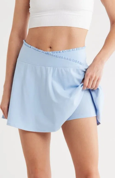 Yogalicious Lux Kinsley Ruffle Crossover Waist Skort In Blue