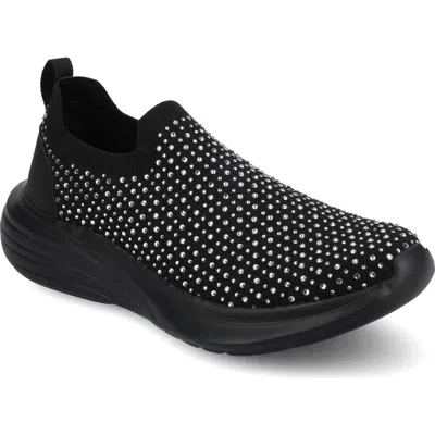 Journee Collection Linnea Knit Sneaker In Black