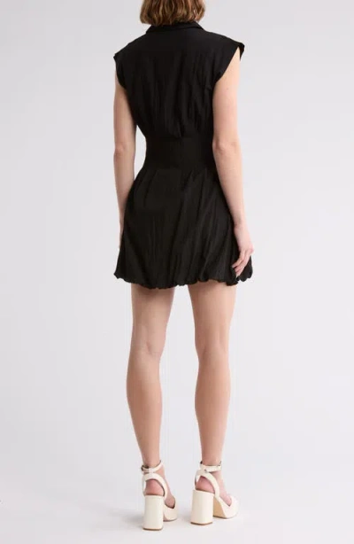 Lush Collared Bubble Dress In Black