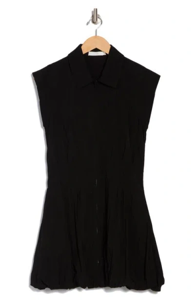 Lush Collared Bubble Dress In Black