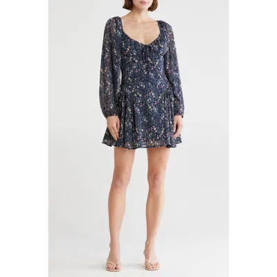 Lush Long Sleeve Minidress In Blue