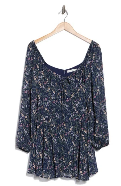 Lush Long Sleeve Minidress In Blue