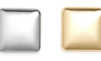 Tasha Set Of 2 Two-tone Square Stud Earrings