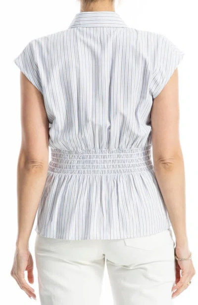 Max Studio Pin Tuck Pleat Button Front Shirt In White