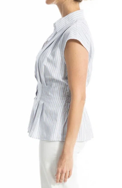 Max Studio Pin Tuck Pleat Button Front Shirt In White