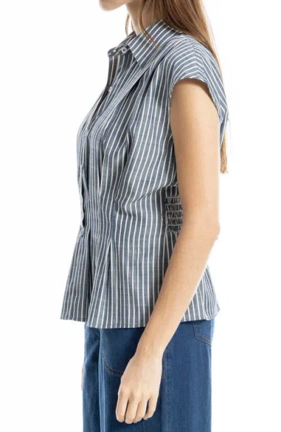 Max Studio Pin Tuck Pleat Button Front Shirt