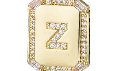 Adornia Gold Pave Tag Pendant And Herringbone Chain Initial Necklace Set