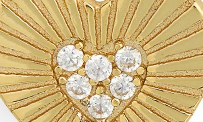 Argento Vivo Heart Cubic Zirconia Sunburst Stud Earrings