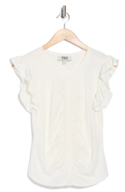 Robert Rodriguez Manon Shirred Ruffle Sleeve Top In White