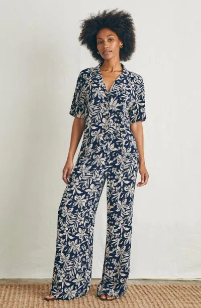 Faherty Cabana Camp Shirt In Blue