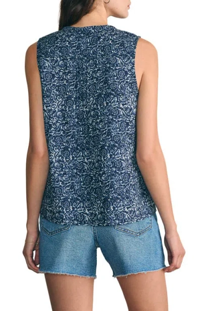 Faherty Isha Linen Tank Top In Blue