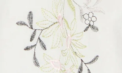 Bobeau Floral Embroidered Cotton Top In Neutral