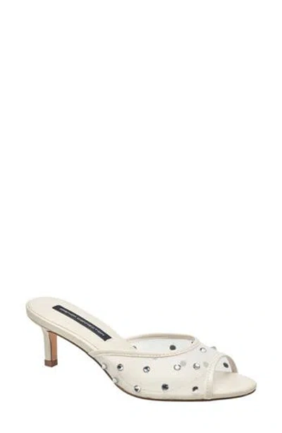 French Connection Rochelle Rhinestone Mesh Mule Sandal In White