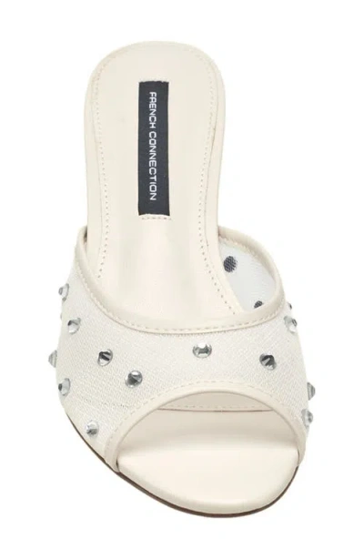 French Connection Rochelle Rhinestone Mesh Mule Sandal In White