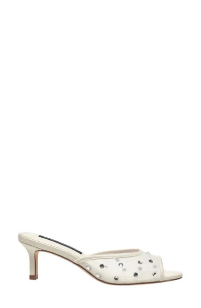 French Connection Rochelle Rhinestone Mesh Mule Sandal In White