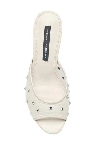 French Connection Rochelle Rhinestone Mesh Mule Sandal In White