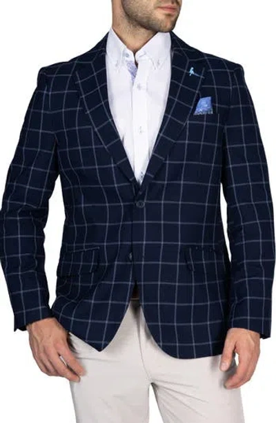 Tailorbyrd Textured Windowpant Sportcoat In Blue