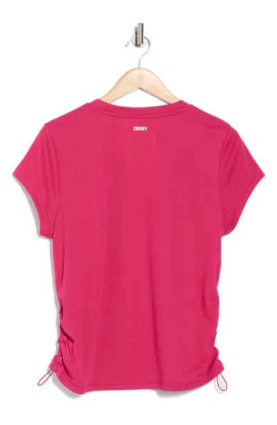 Dkny Side Ruched Tech T-shirt In Pink