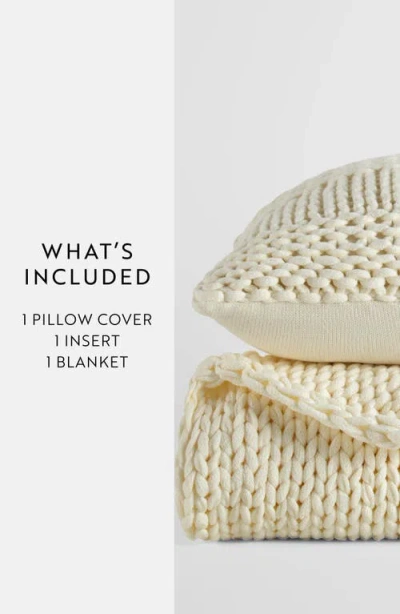 Homespun Chunky Knit Accent Pillow & Oversize Throw Blanket Set