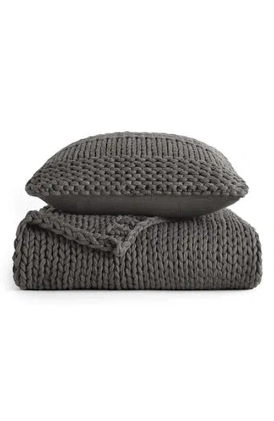 Homespun Chunky Knit Accent Pillow & Oversize Throw Blanket Set