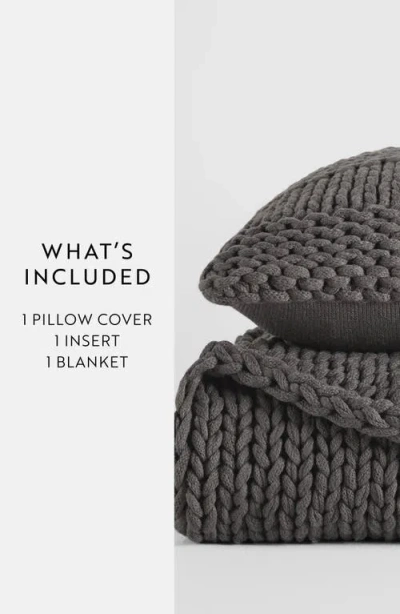 Homespun Chunky Knit Accent Pillow & Oversize Throw Blanket Set