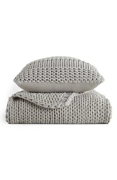 Homespun Chunky Knit Accent Pillow & Oversize Throw Blanket Set