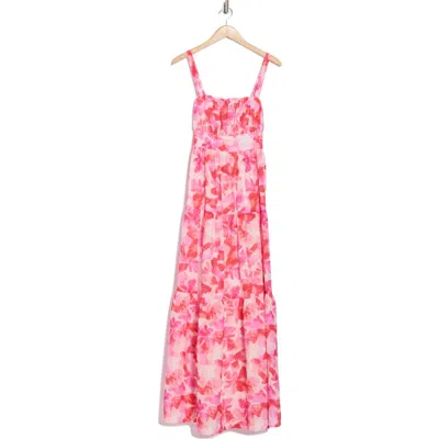 Beivy Floral Tiered Linen Blend Maxi Dress