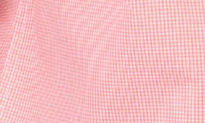 Tailorbyrd Kids' Micro Gingham Short Sleeve Stretch Cotton Button-up Shirt In Pink