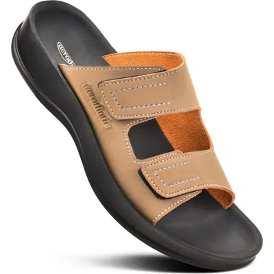 Aerothotic Urania Waterproof Slide Sandal In Brown