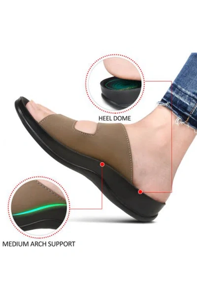 Aerothotic Urania Waterproof Slide Sandal In Brown