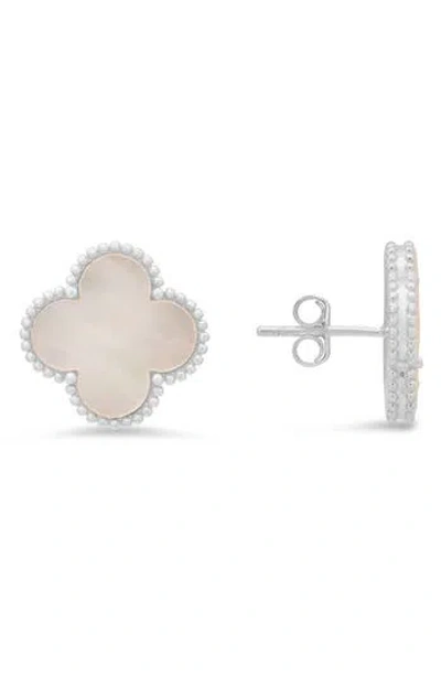 Queen Jewels Mother-of-pearl Clover Stud Earrings