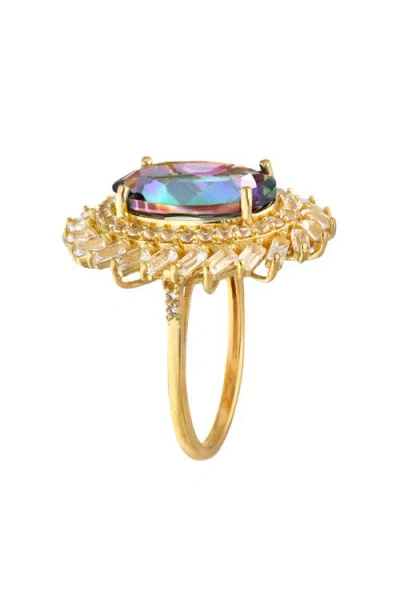 Ys Gems Rainbow Quartz Double Halo Cocktail Ring