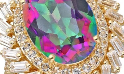 Ys Gems Rainbow Quartz Double Halo Cocktail Ring