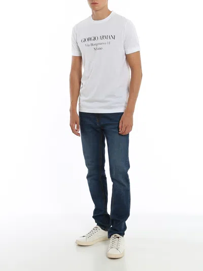 Giorgio Armani Logo Print Cotton Jersey T-shirt In White