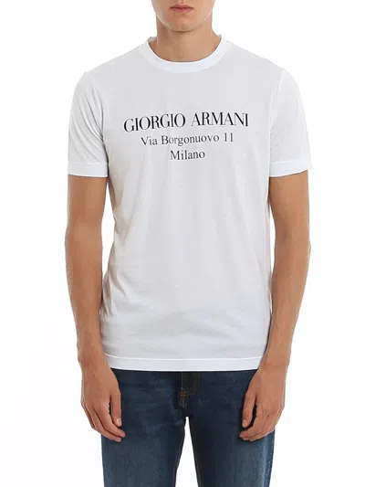 Giorgio Armani Logo Print Cotton Jersey T-shirt In White