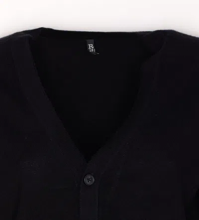 R13 Elbow Sleeve Split Hem Cardigan In Black