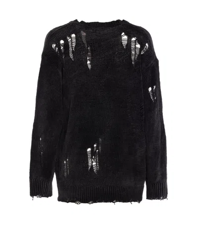 R13 Black Grunge Sweater In Black