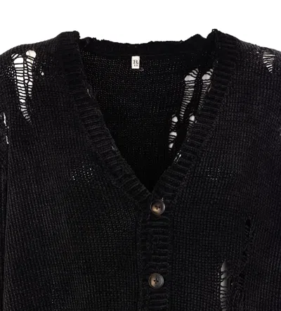 R13 Black Grunge Sweater In Black