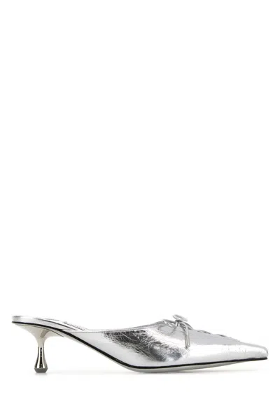 Jimmy Choo 50mm Scarlett Lace-up Pointed-toe Mules In Silver