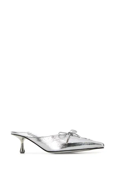 Jimmy Choo 50mm Scarlett Lace-up Pointed-toe Mules In Silver