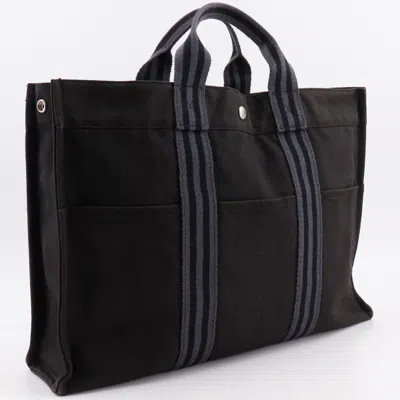 Pre-owned Hermes Black Cotton Canvas Handbag Tote Bag ()