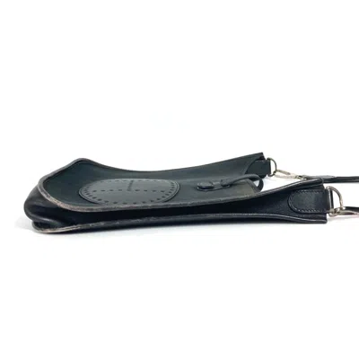 Pre-owned Hermes Black Dark Navy Leather Canvas Shoulder Bag ()