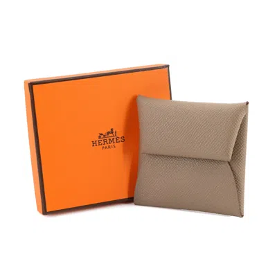 Pre-owned Hermes Etoupe Gray Epsom Leather Coin Purse/coin Case ()
