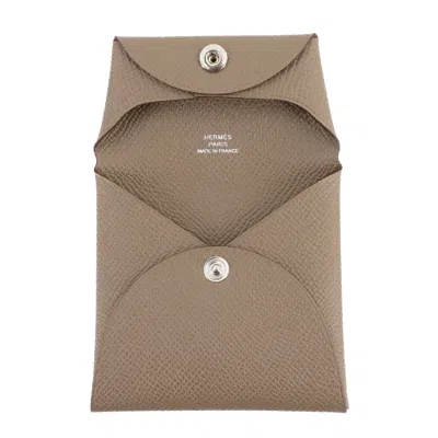 Pre-owned Hermes Etoupe Gray Epsom Leather Coin Purse/coin Case ()
