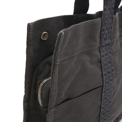 Pre-owned Hermes Her Line Black Gray Canvas Handbag Tote Bag ()