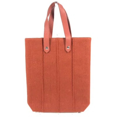 Pre-owned Hermes Orange Wool Leather Handbag Tote Bag ()