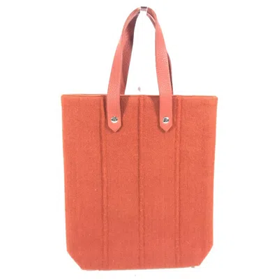 Pre-owned Hermes Orange Wool Leather Handbag Tote Bag ()