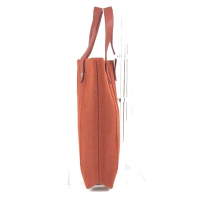 Pre-owned Hermes Orange Wool Leather Handbag Tote Bag ()